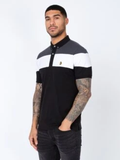 SHARKEY 3 POLO -Alpha Industries Shop M561409 SHARKEY BLACK CHARCOAL WHITE 2