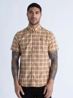 CAMBRIDGE TAILORED FIT SHIRT -Alpha Industries Shop M660850 ECRU CARAMEL FIG 1