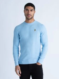 SPARE RIB KNITTED CREW NECK JUMPER -Alpha Industries Shop M710650 SKY BLUE 1