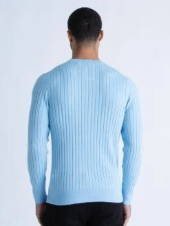 SPARE RIB KNITTED CREW NECK JUMPER -Alpha Industries Shop M710650 SKY BLUE 3