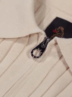 RIB EYE KNITTED ZIP POLO -Alpha Industries Shop M710652 ECRU 4