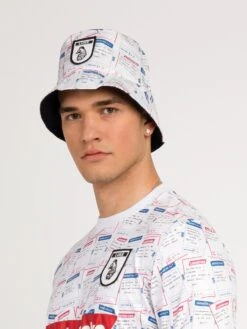 FUN STOPS REVERSIBLE BUCKET HAT -Alpha Industries Shop M721257 WHITE MIX SIDE 2