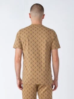 LINEKER OVERPRINT T-SHIRT -Alpha Industries Shop M730162 CARAMEL DARKNAVY 3