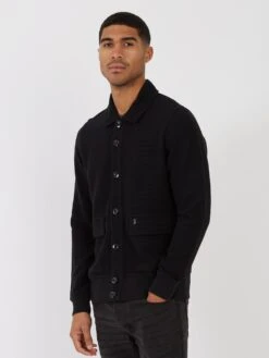 CRIBBS CAUSEWAY BUTTON THROUGH SWEAT CARDIGAN -Alpha Industries Shop M730307 BLK 02